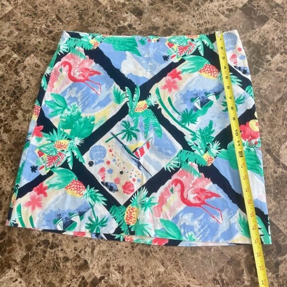 TALBOTS PETITE PENCIL SKIRT TROPICAL SZ 16 FLAMINGO PINEAPPLES BEACHY VACAY CHIC - Picture 7 of 7